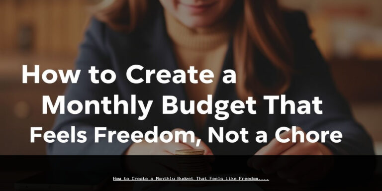 How to Create a Monthly Budget That Feels Like Freedom, Not a Chore
